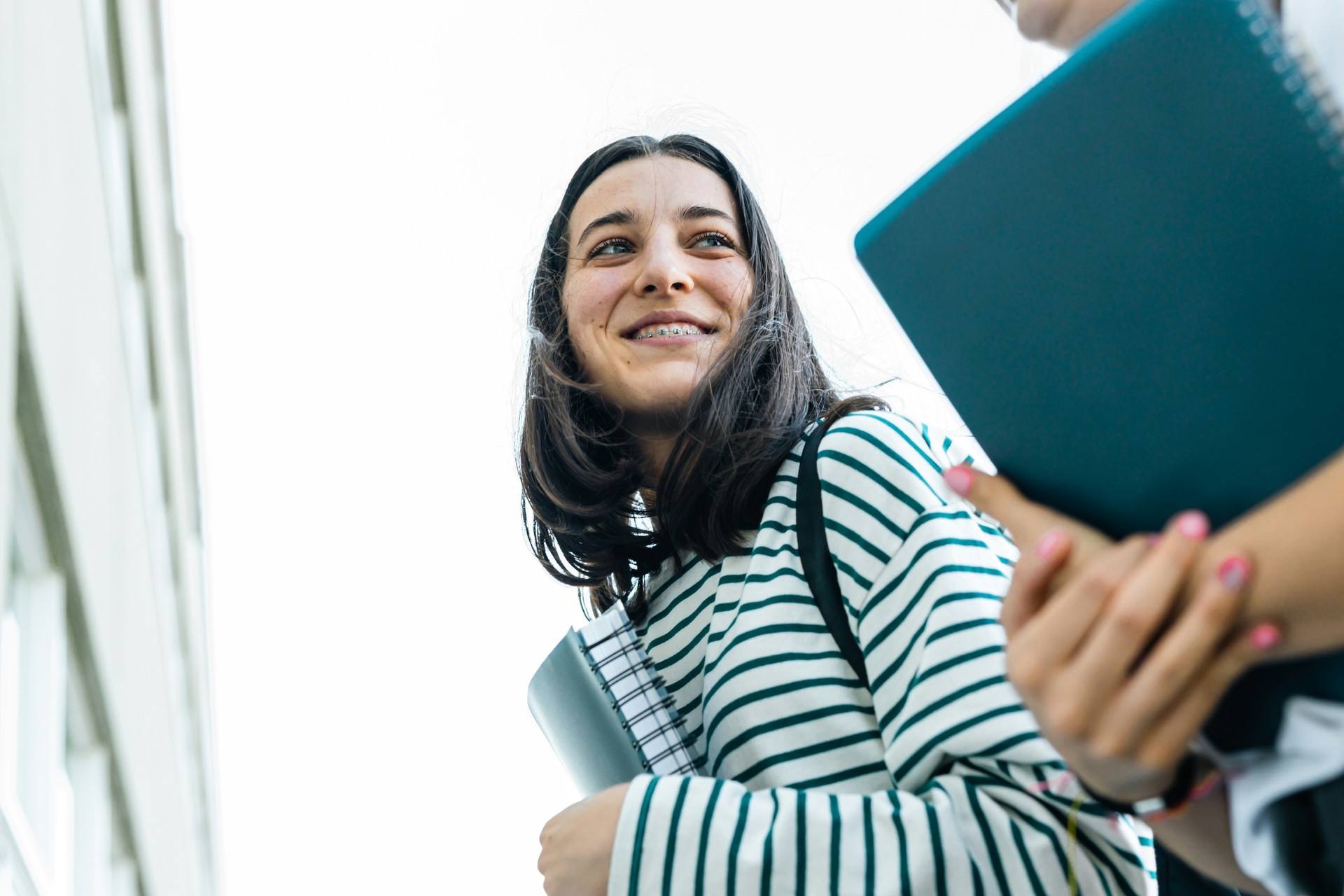 Young women walking on campus