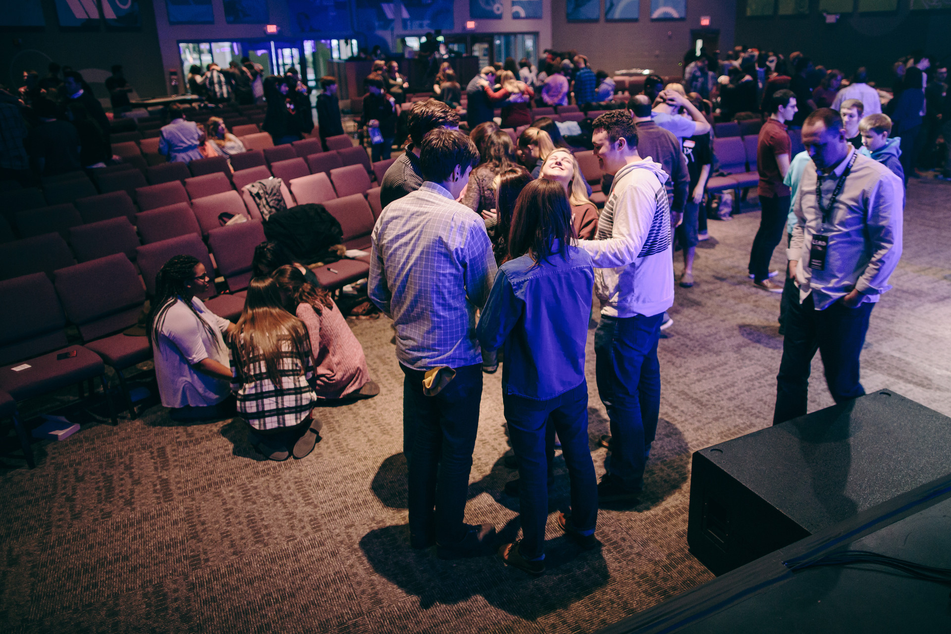 Prayer circle at youth group