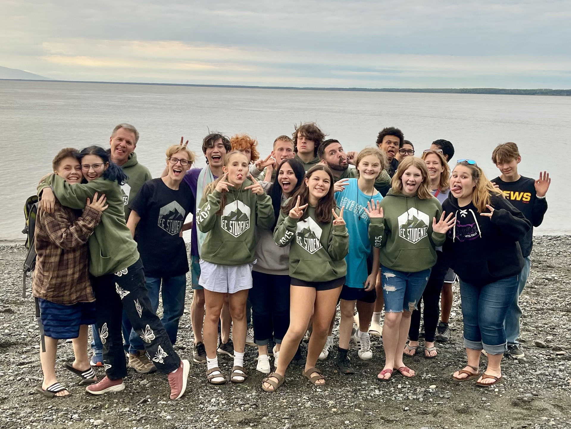 Youth Group silly photo on mission trip to Alaska