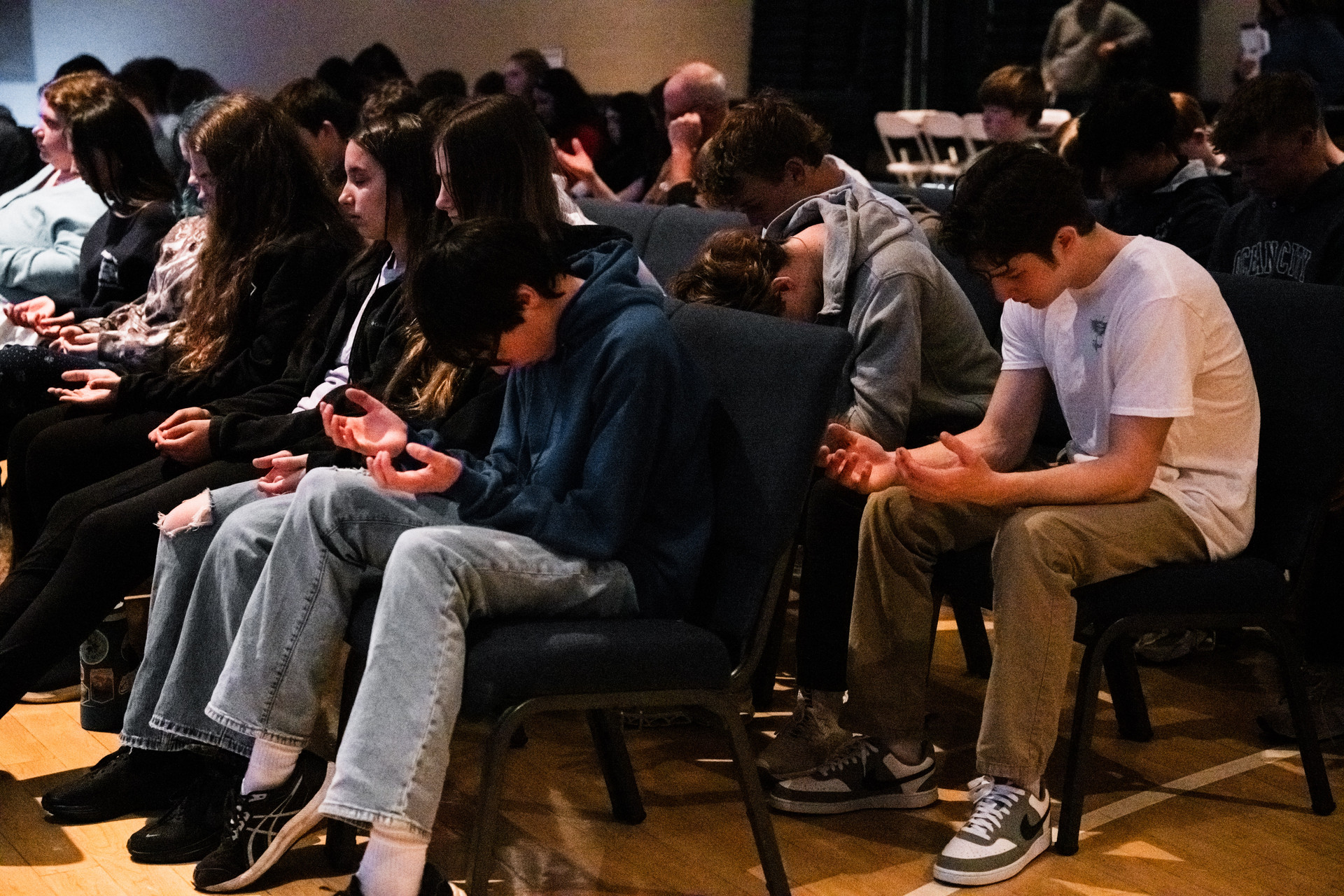 Students at a prayer gathering
