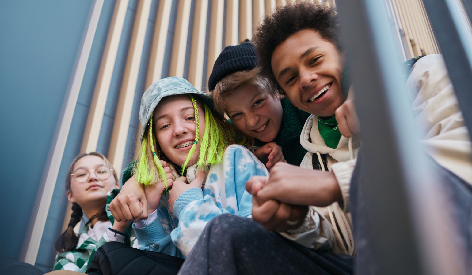 Young teens smiling