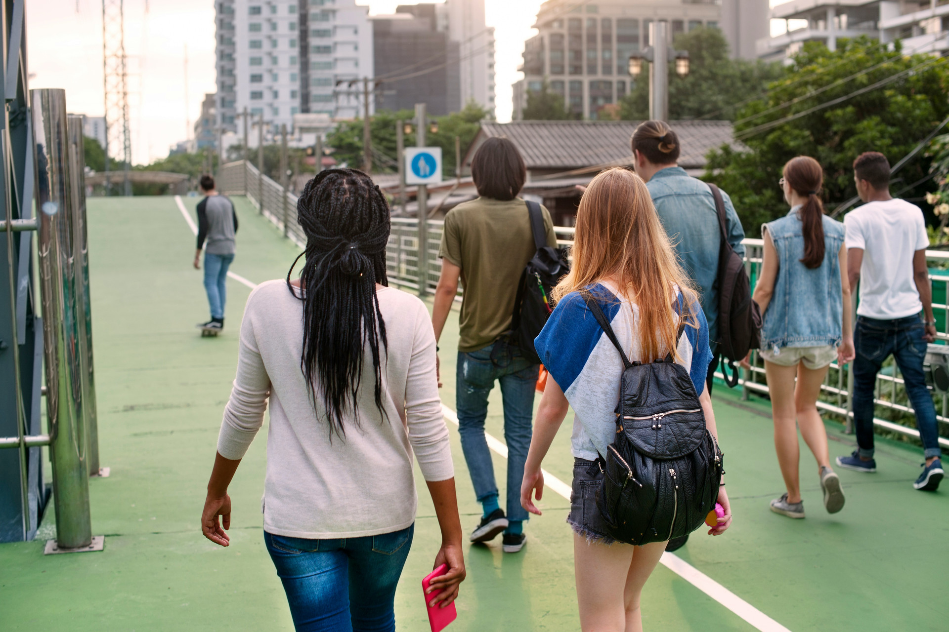Students walking on campus